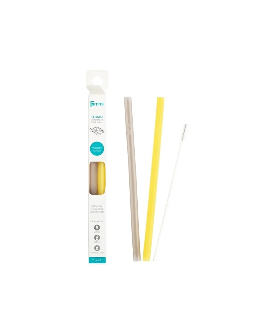 Fommi, Słomki Wielorazowe Grey/Yellow 2 szt