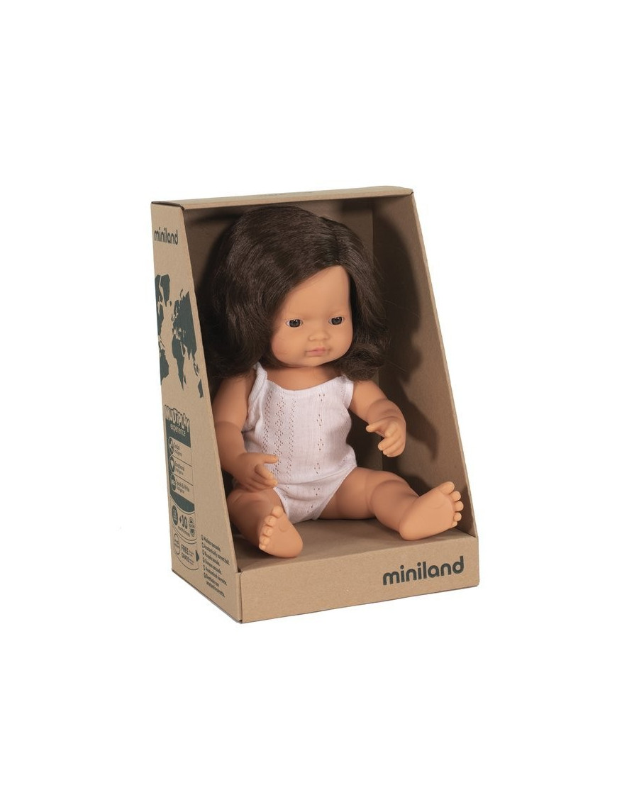Miniland, Lalka dziewczynka Europejka Brązowe włosy, 38cm