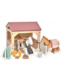 Tender Leaf Toys, Drewniane figurki do zabawy - stajnia z końmi