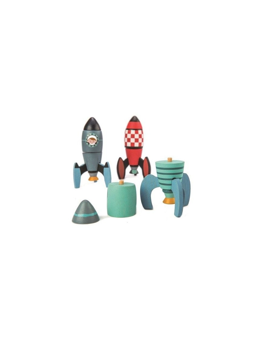 Tender Leaf Toys, Drewniane rakiety kosmiczne, zabawka konstrukcyjna
