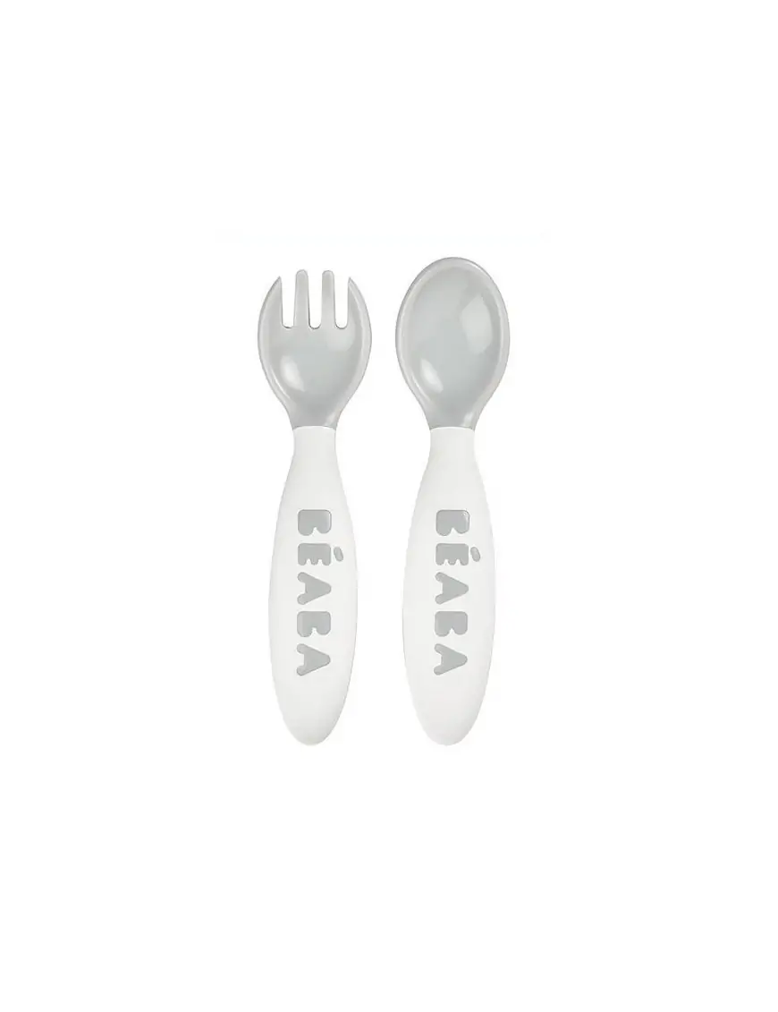 Beaba Sztućce plastikowe w etui grey