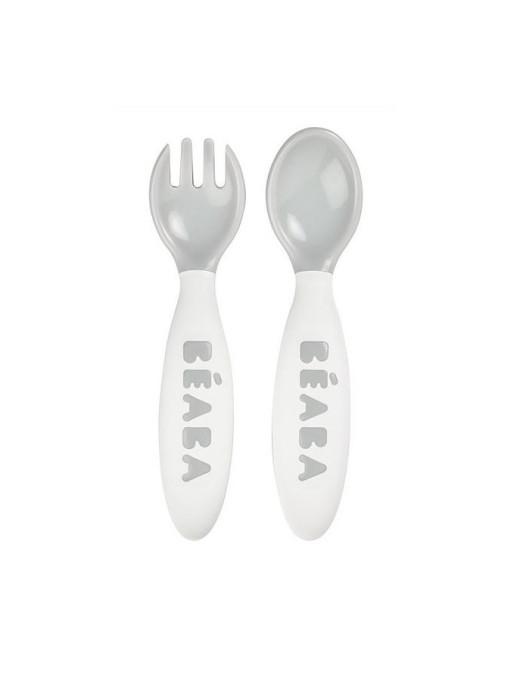 Beaba Sztućce plastikowe w etui grey