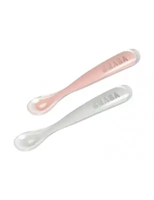 BEABA Zestaw łyżeczek silikonowych 4 m+ Old Pink, 2 szt.