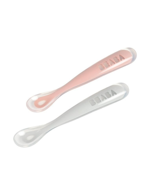 BEABA Zestaw łyżeczek silikonowych 4 m+ Old Pink, 2 szt.