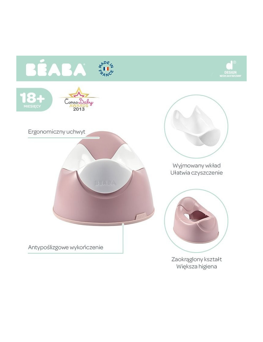 Beaba Nocnik z wyjmowanym wkładem Old Pink Beaba Nocnik z wyjmowanym wkładem Old Pink