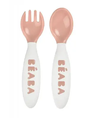 Beaba Sztućce plastikowe w etui nude