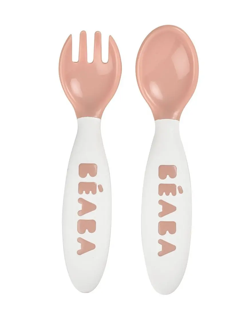 Beaba Sztućce plastikowe w etui nude
