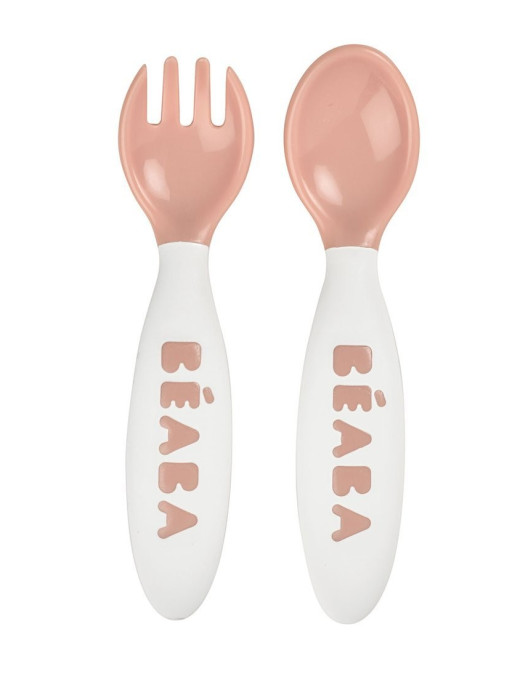 Beaba Sztućce plastikowe w etui nude
