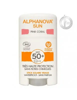 Alphanova Sun, Krem z filtrem w sztyfcie, SPF50+, Pink Coral, 12 g