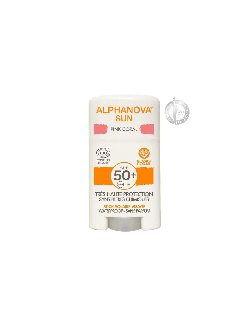 Alphanova Sun, Krem z filtrem w sztyfcie, SPF50+, Pink Coral, 12 g