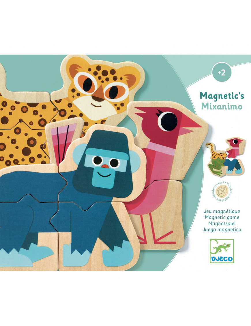 Magnetyczne puzzle drewniane zwierzątka 4 elementy Djeco