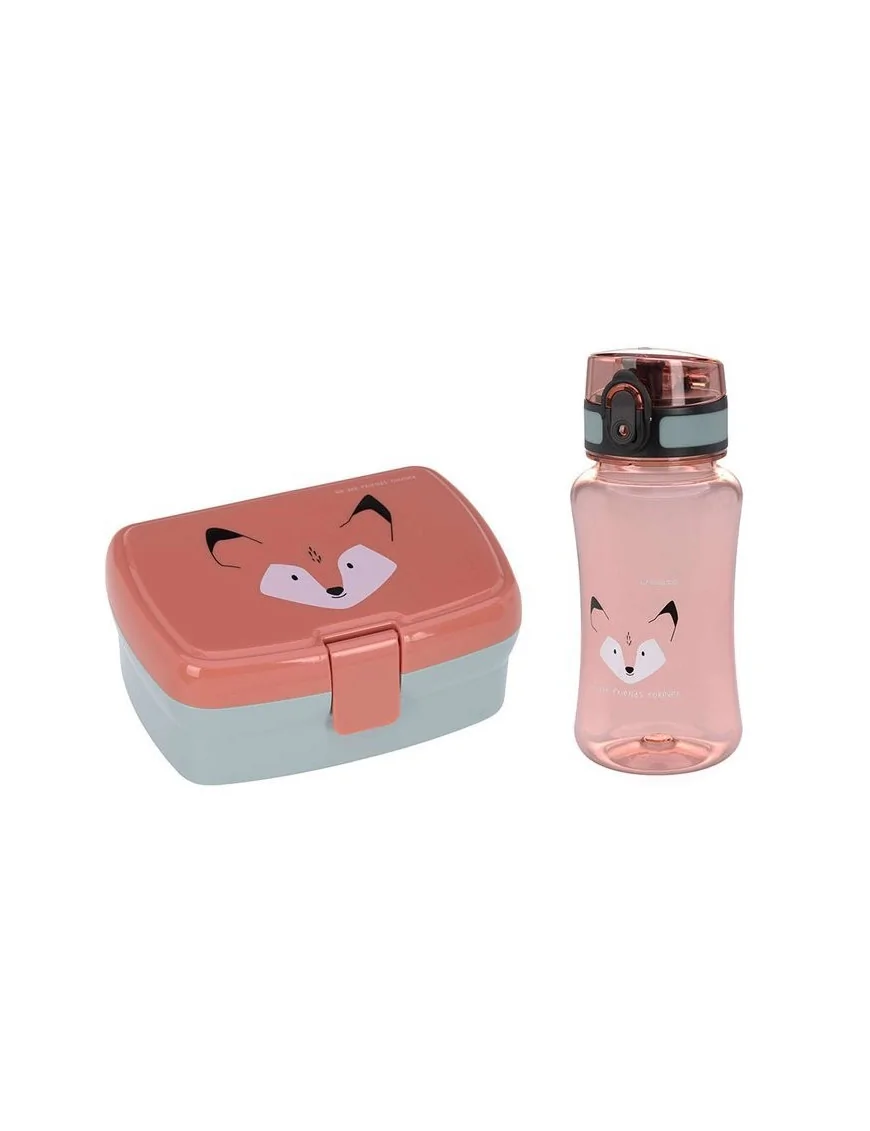 Lassig Zestaw na lunch Lunchbox + Tritanowa butelka - bidon 460 ml About Friends Lis