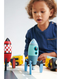 Drewniane pojazdy kosmiczne, zabawka konstrukcyjna, Tender Leaf Toys