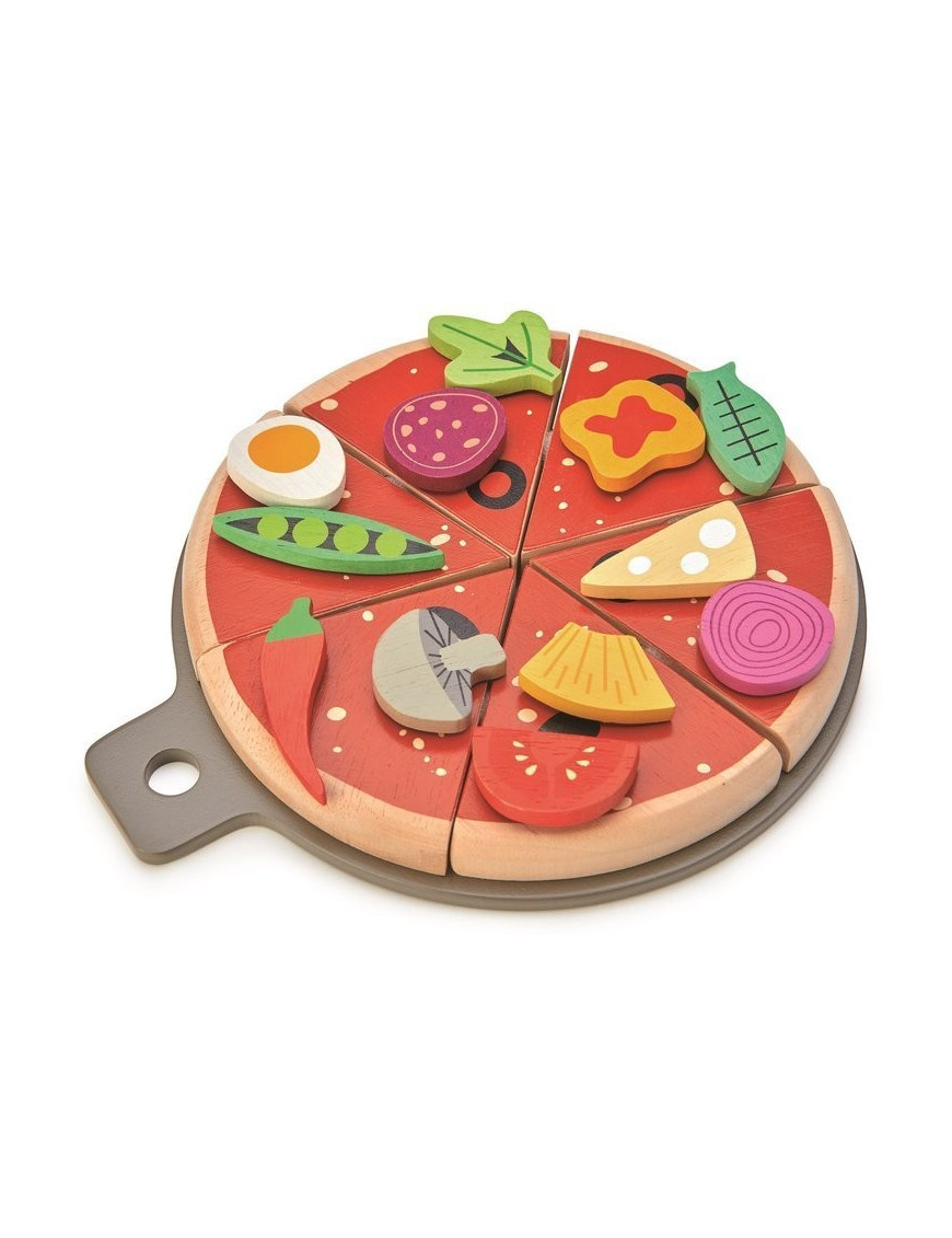 Drewniana pizza z dodatkami na rzepy, Tender Leaf Toys