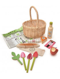 Wiklinowy koszyk z zestawem piknikowym, Tender Leaf Toys
