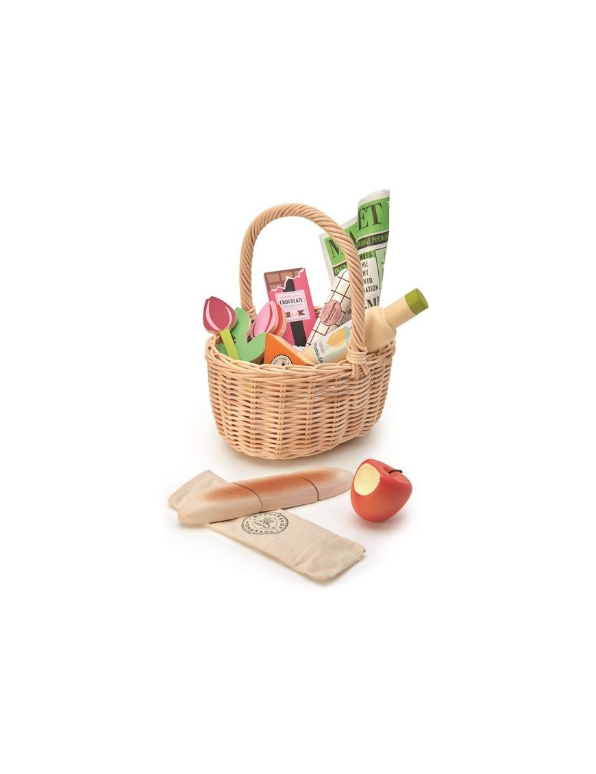 Wiklinowy koszyk z zestawem piknikowym, Tender Leaf Toys
