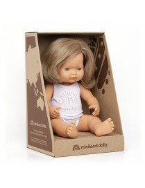 Lalka dziewczynka Europejka, Ciemny Blond, 38 cm Miniland Doll
