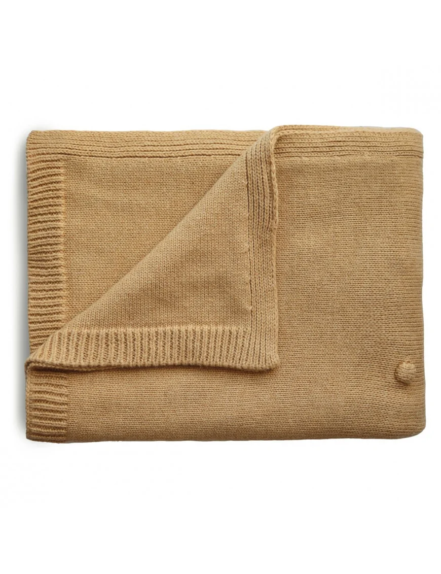 Mushie Kocyk z Organicznej Bawełny Textured Dots Mustard Melange
