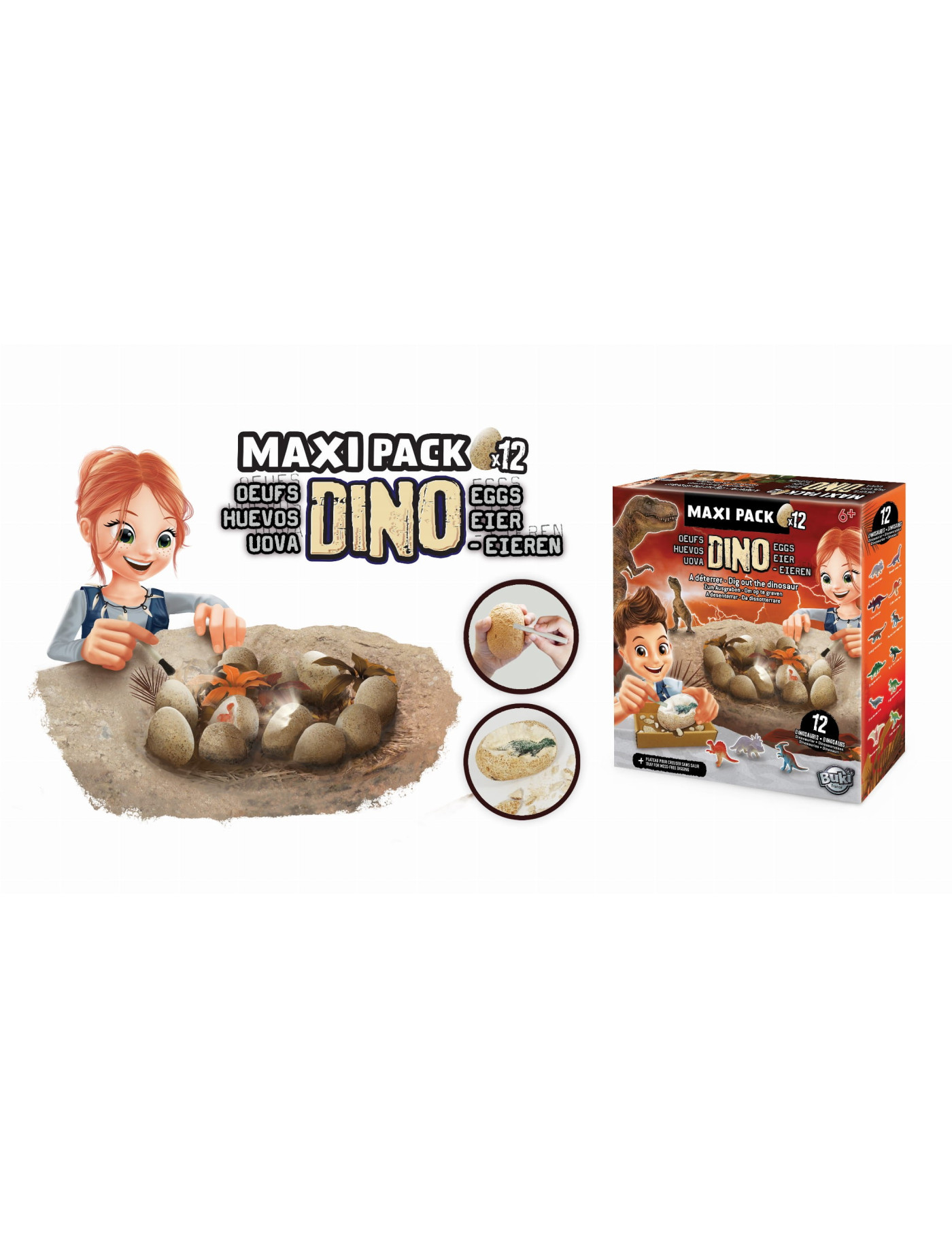 Mega paka jajek dinozaura - 12 sztuk Buki