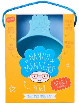 Nana's Manners Blue miska silikonowa z przyssawką i uchwytem