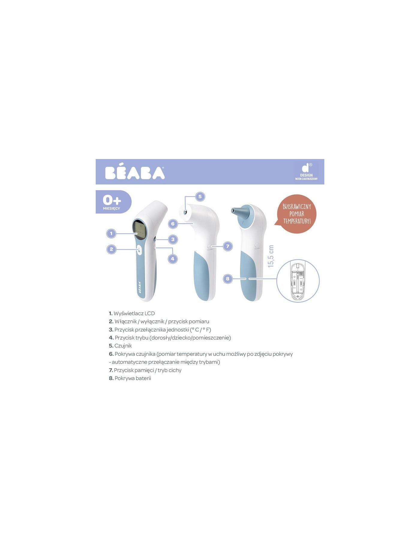 Beaba Termometr elektroniczny bezdotykowy wielofunkcyjny Thermospeed