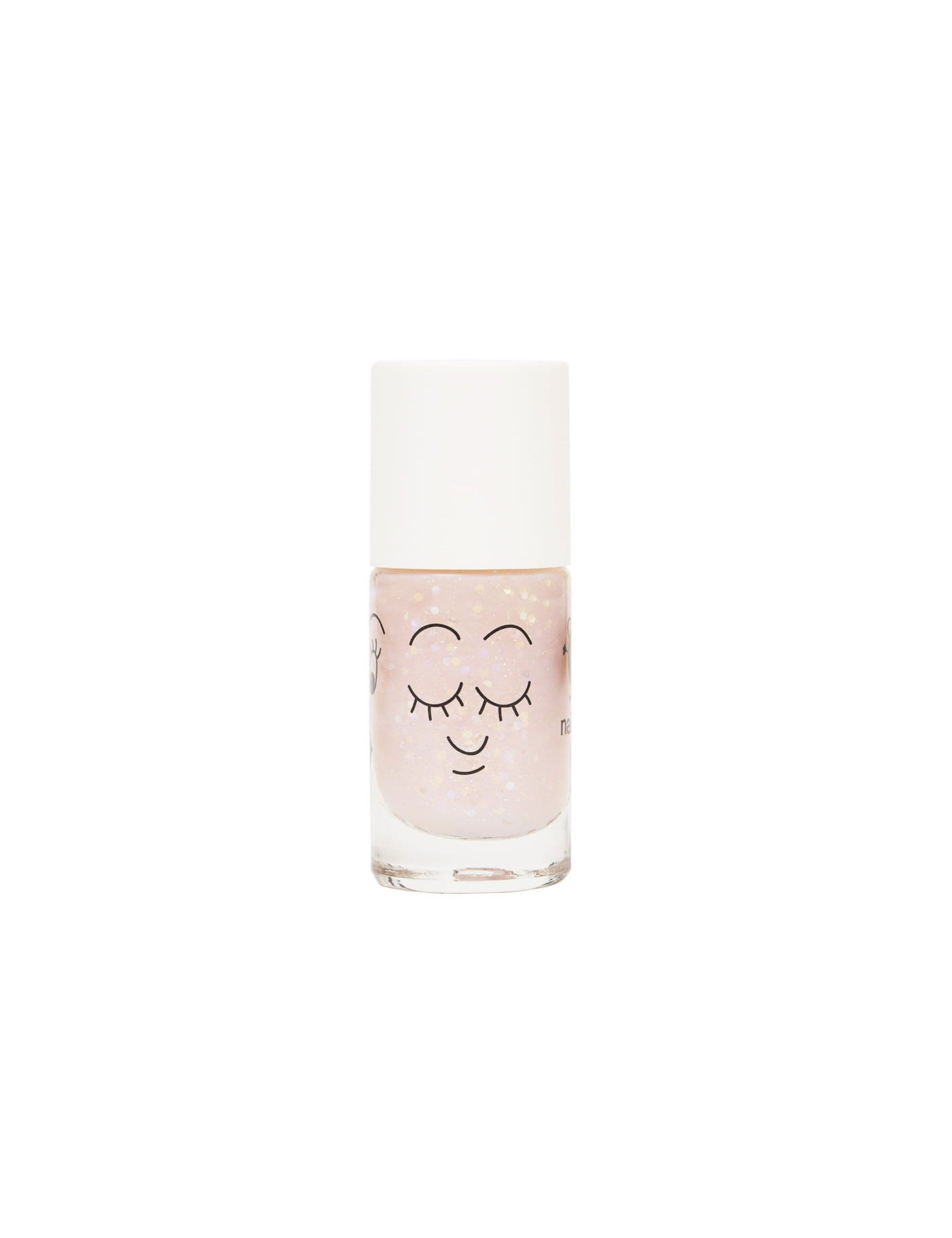 Nailmatic Polly - Lakier do paznokci w kolorze przejrzystego różu z brokatem Nailmatic Polly - Lakier do paznokci w kolorze przejrzystego różu z brokatem