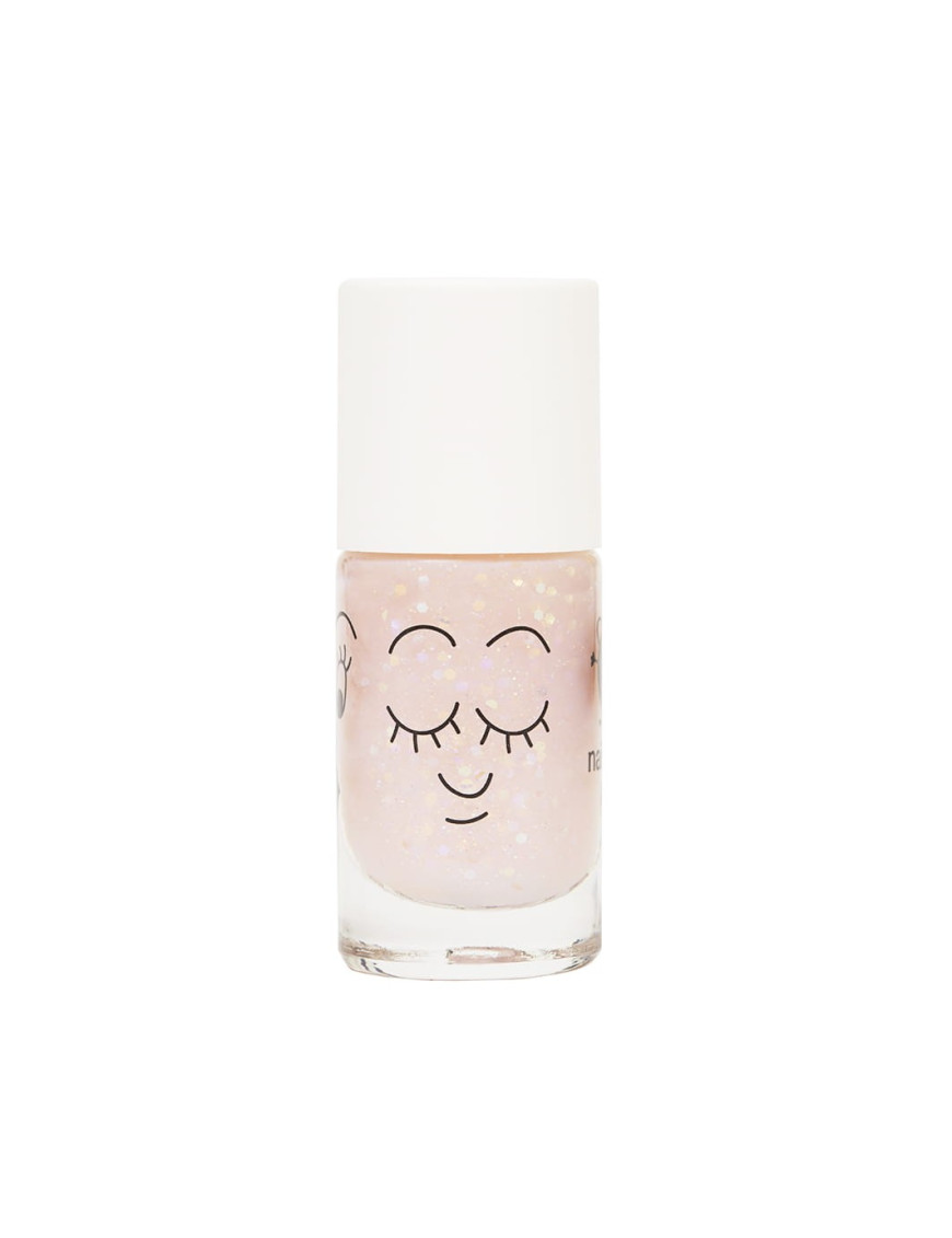 Nailmatic Polly - Lakier do paznokci w kolorze przejrzystego różu z brokatem Nailmatic Polly - Lakier do paznokci w kolorze przejrzystego różu z brokatem