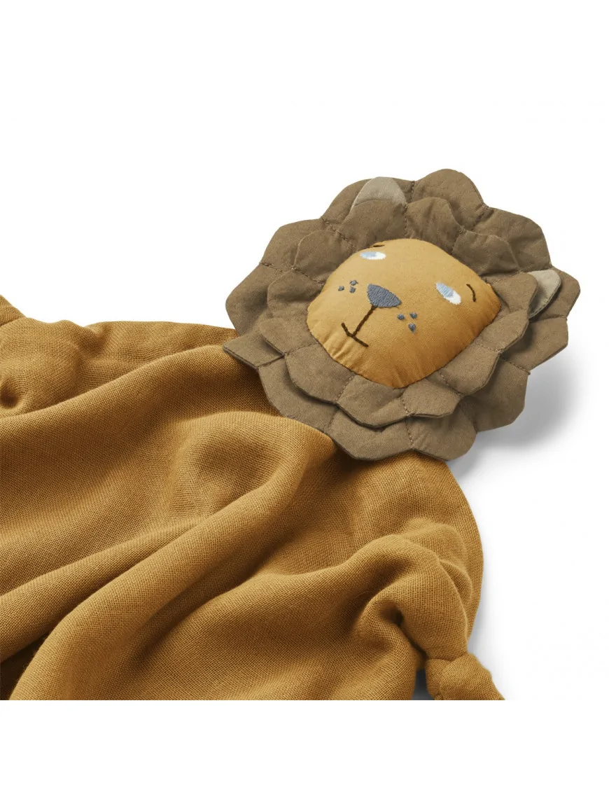 Liewood – Muślinowy kocyk-przytulanka Agnete – Lion Caramel