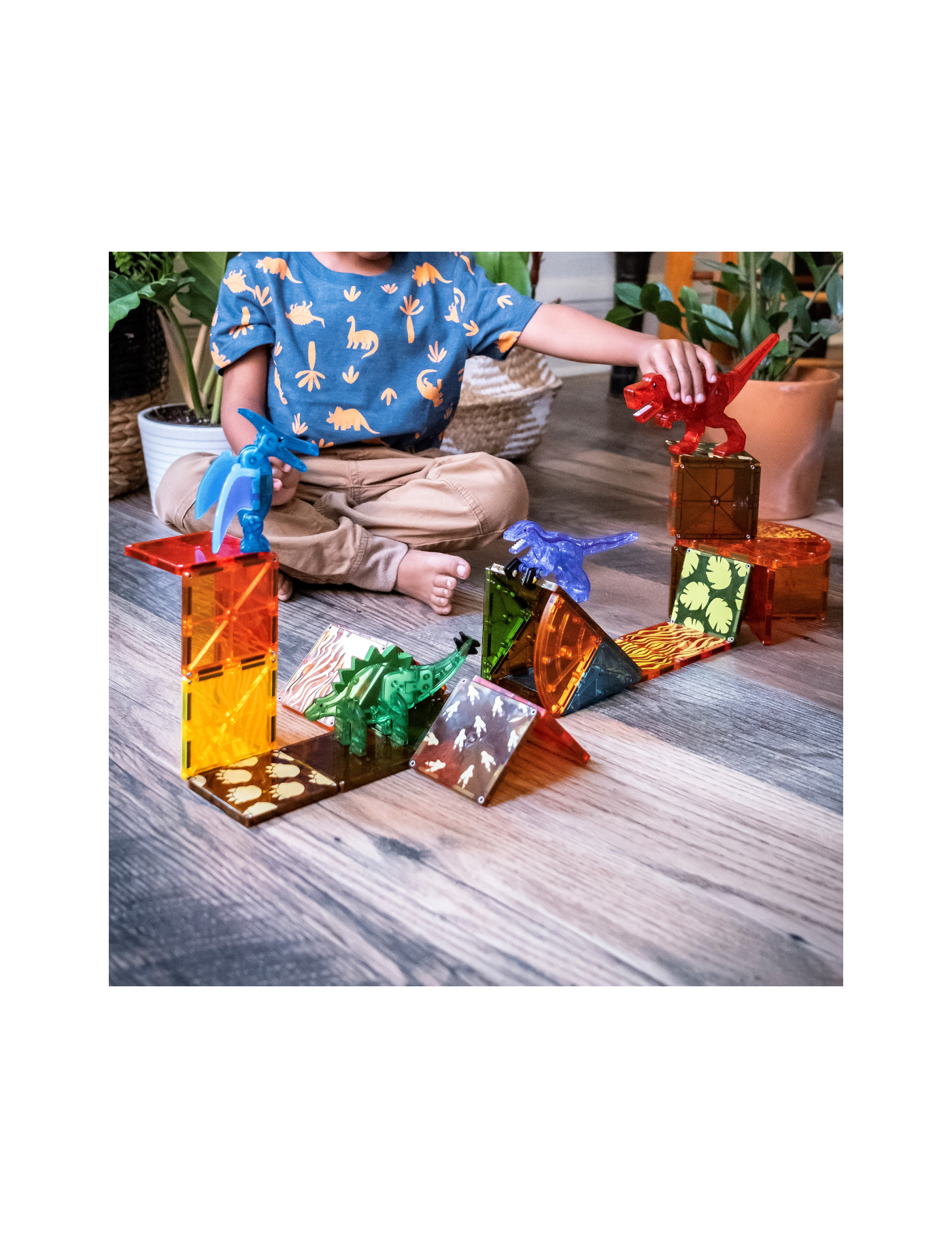 Klocki magnetyczne 40 el. z dinozaurami Dino World, Magna Tiles