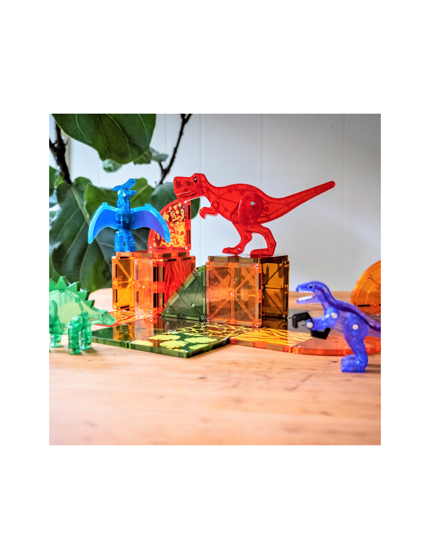Klocki magnetyczne 40 el. z dinozaurami Dino World, Magna Tiles