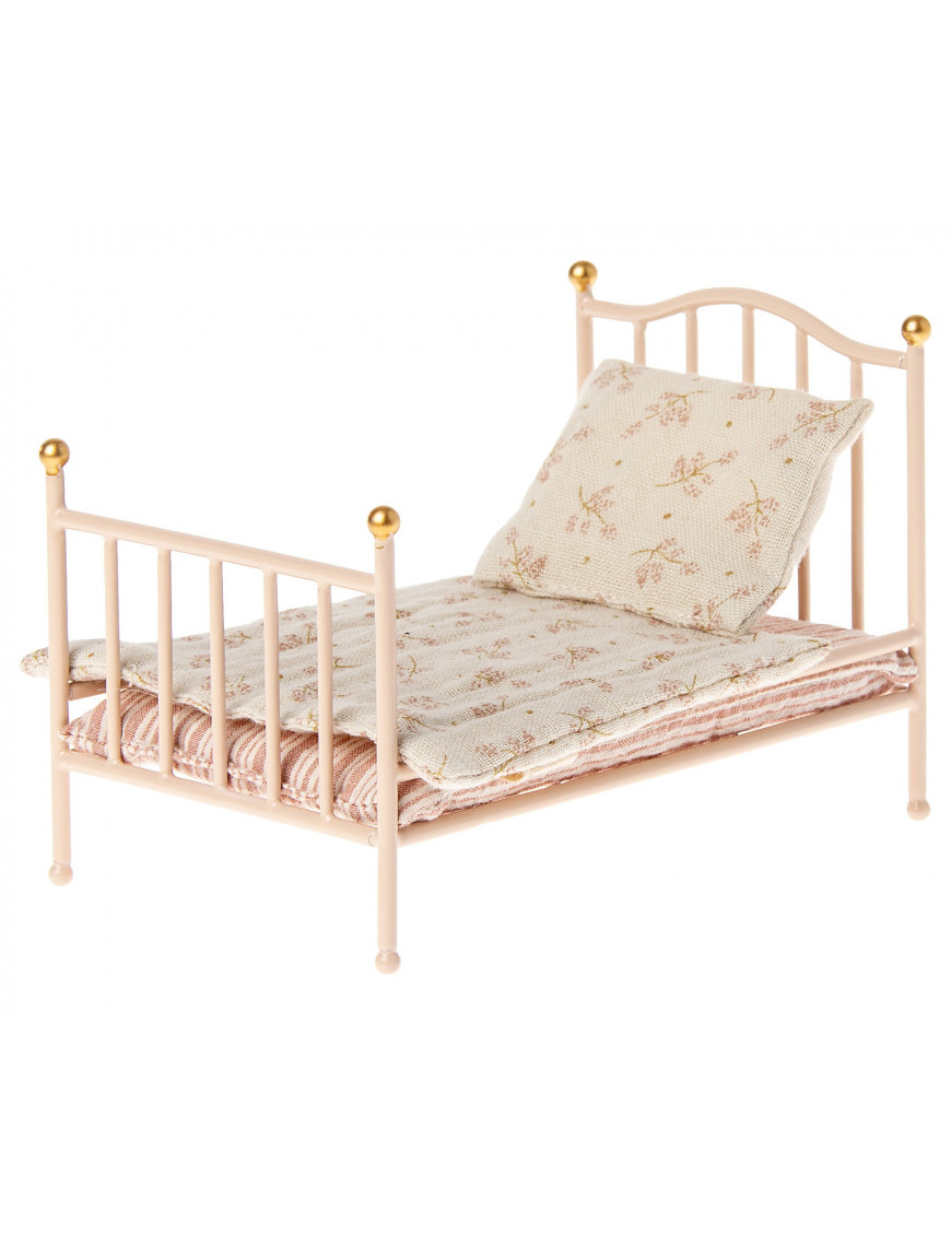 Maileg łóżko metalowe, Vintage bed Mouse - Rose