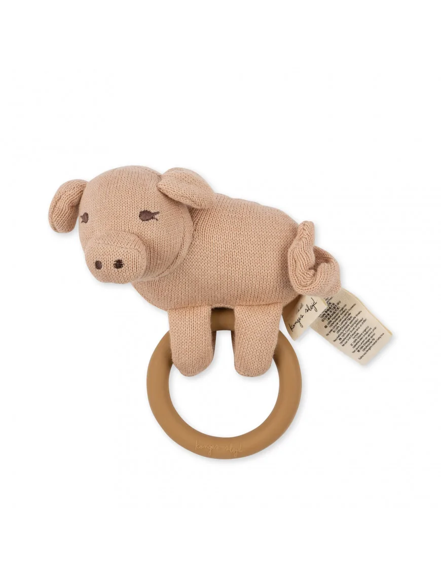 Grzechotka z gryzakiem Pig, Konges Slojd