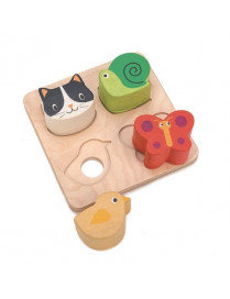 Drewniana zabawka sensoryczna - Zwierzęta - kształty i faktury, Tender Leaf Toys