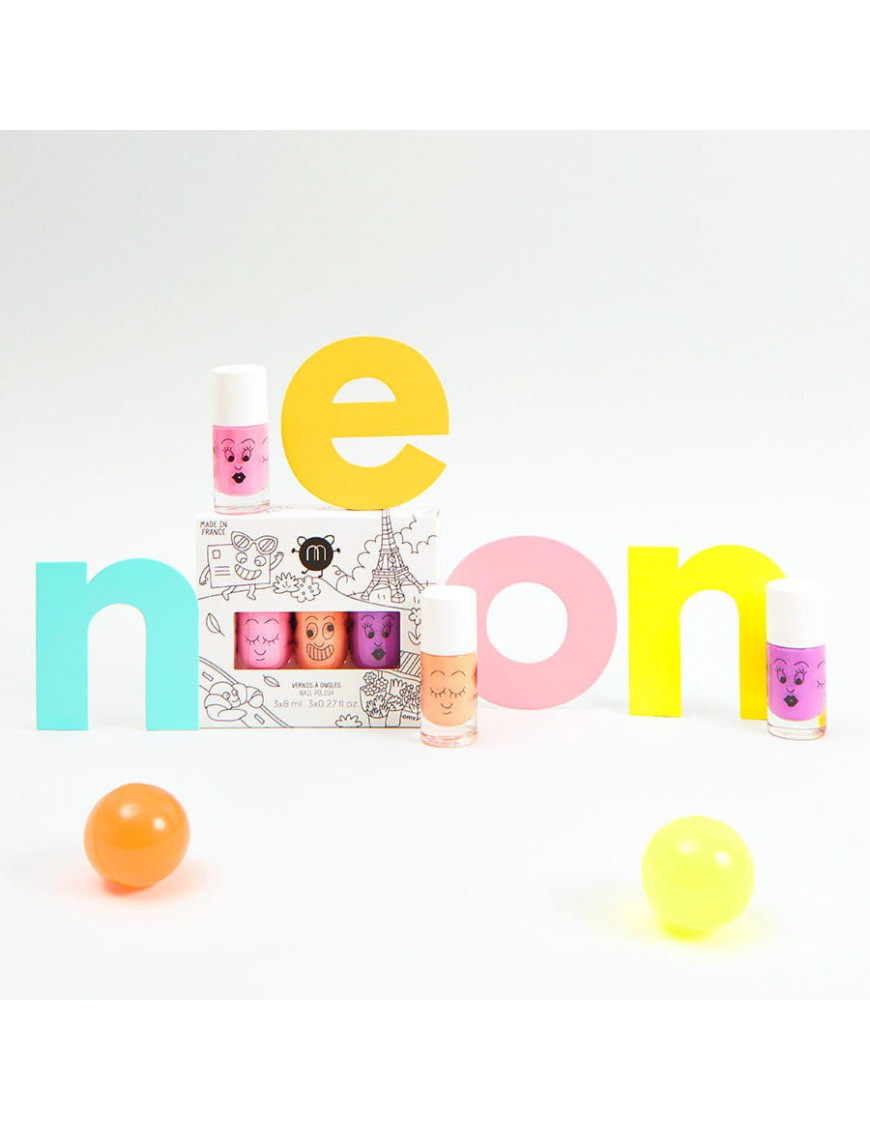 Nailmatic Paris Neon - Neony Paryża - zestaw 3 lakierów do paznokci