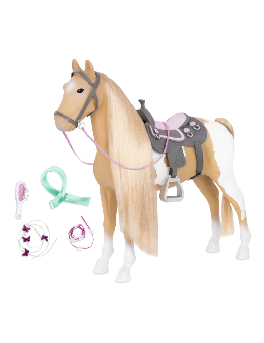 Duży koń dla lalki 46cm – PALOMINO – do czesania, Our Generation