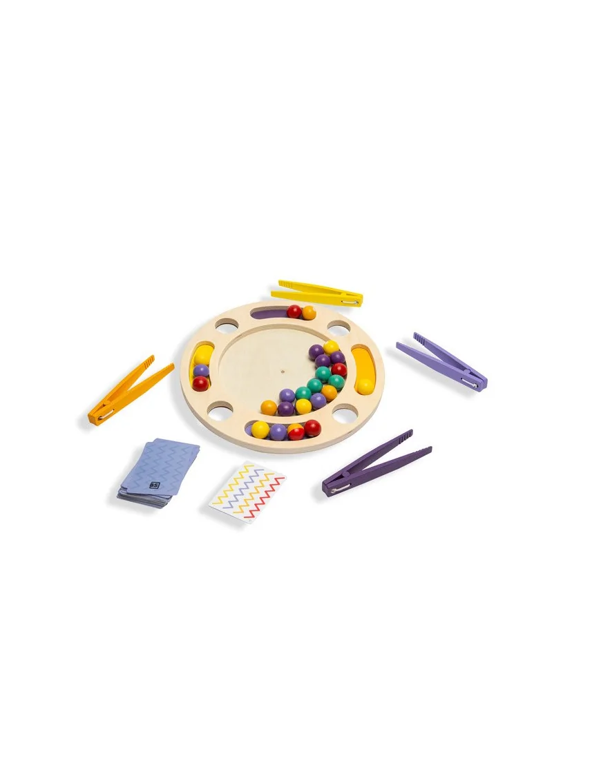 BS Toys, drewniana gra sensoryczna ze szczypcami ZIGZAG