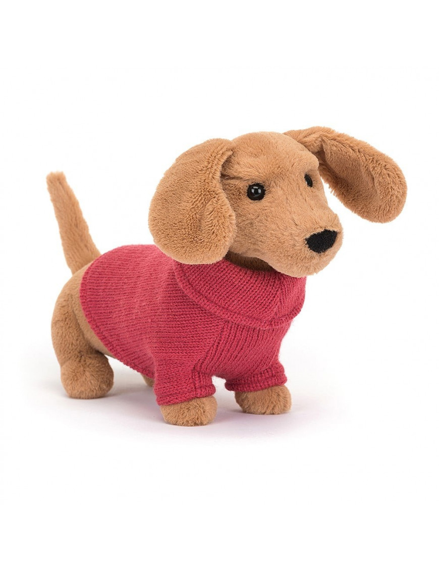 Piesek Jamnik w Sweterku Różowym 14 cm, Jellycat