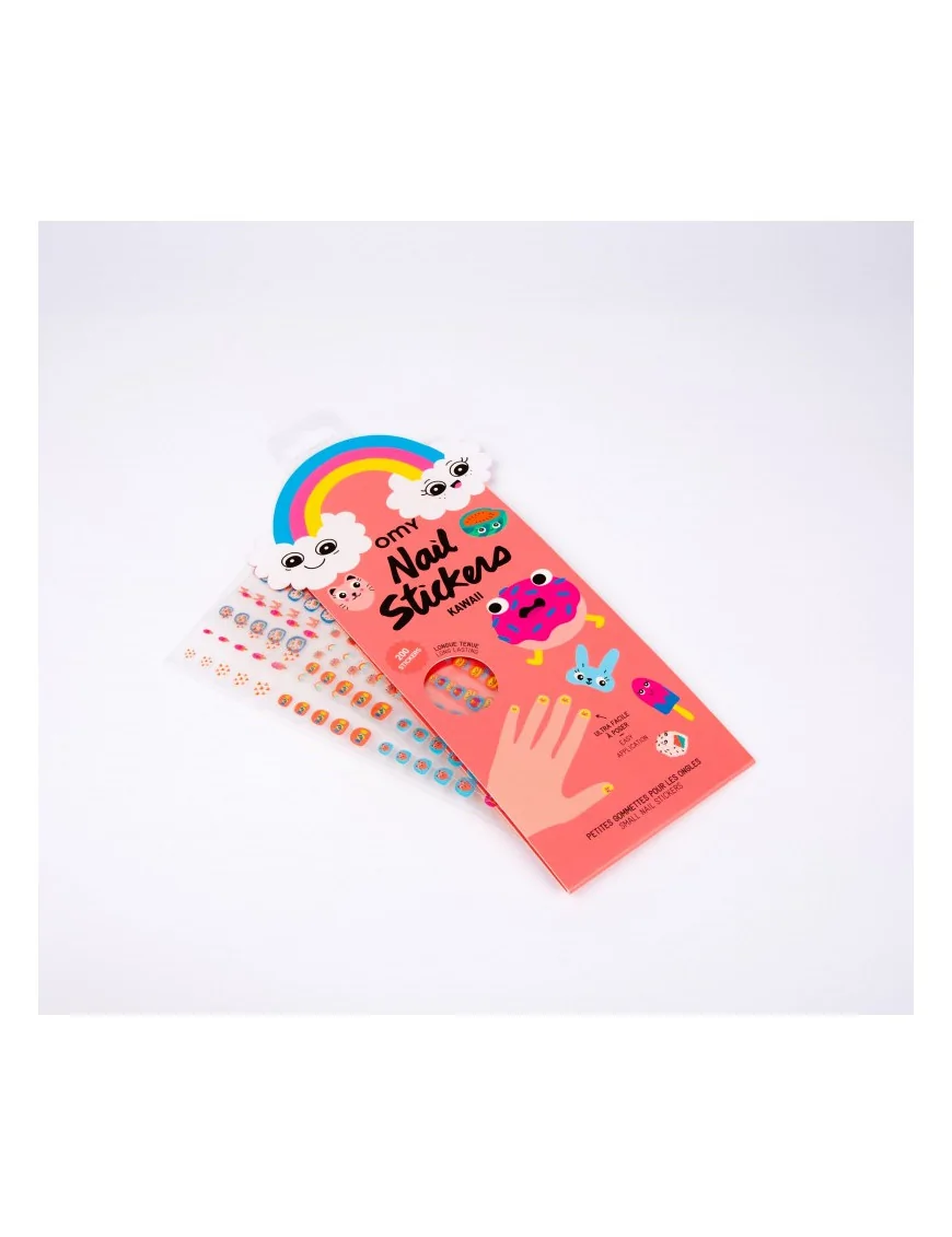 Naklejki na paznokcie dla dzieci KAWAII - 200 sztuk, OMY