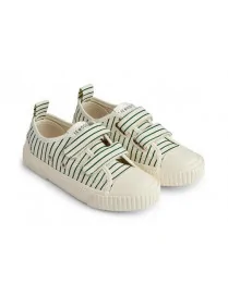 Liewood – Bawełniane tenisówki na rzepy Kim – Stripe Garden green/Creme de la creme