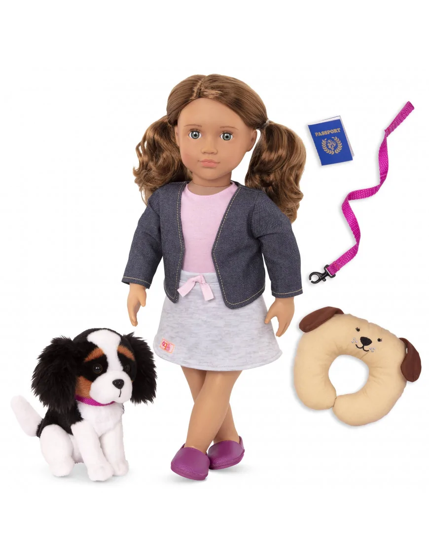 Lalka MADDIE 46cm – z pieskiem rasy King Charles Spaniel