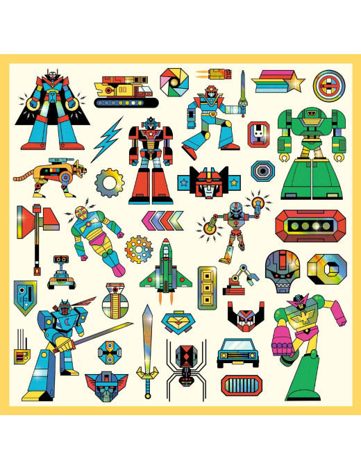 Metaliczne naklejki ROBOTY, Djeco