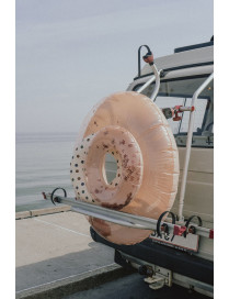 Duże dmuchane koło do pływania Float Ring Transparent Cream