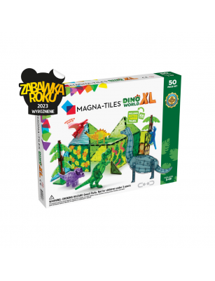 Klocki magnetyczne 50 el. z dinozaurami Dino World XL, Magna Tiles