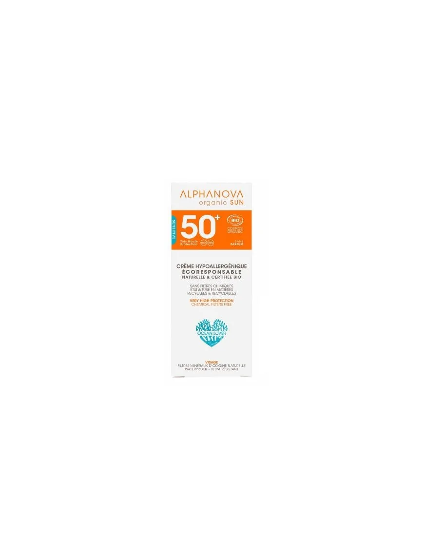 Alphanova Sun, Krem przeciwsłoneczny, hipoalergiczny, wodoodporny, filtr SPF50, 50g