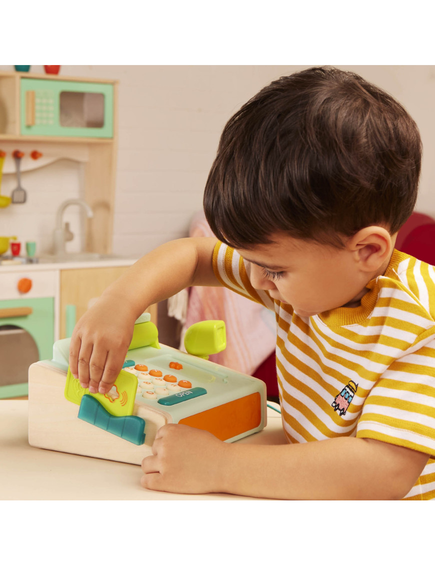 B. Toys Mini Cashier Playset – KASA FISKALNA ze skanerem i czytnikiem kart płatniczych