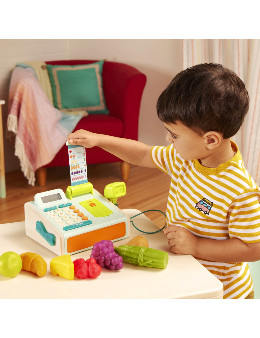 B. Toys Mini Cashier Playset – KASA FISKALNA ze skanerem i czytnikiem kart płatniczych