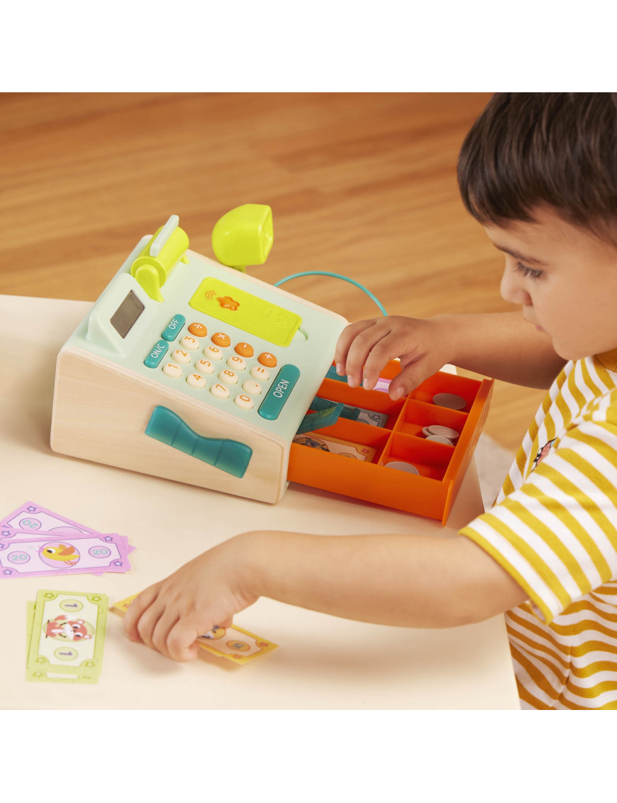 B. Toys Mini Cashier Playset – KASA FISKALNA ze skanerem i czytnikiem kart płatniczych