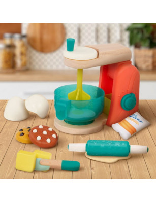 B. Toys, Mini Chef – Mix & Bake Playset – drewniany MIKSER z akcesoriami i składnikami do pieczenia ciast