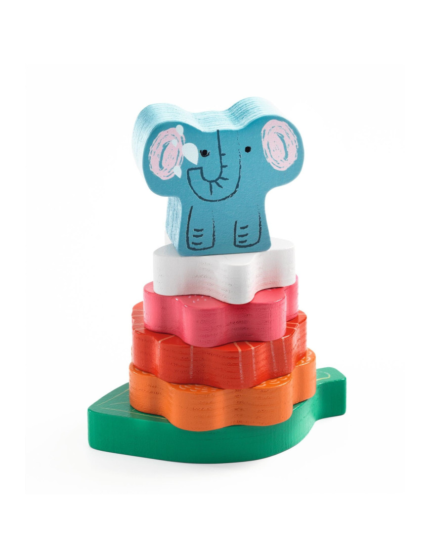 Układanka drewniana 2 w1 PUZZ & STACK HAPPY, Djeco Układanka drewniana 2 w1 PUZZ & STACK HAPPY, Djeco