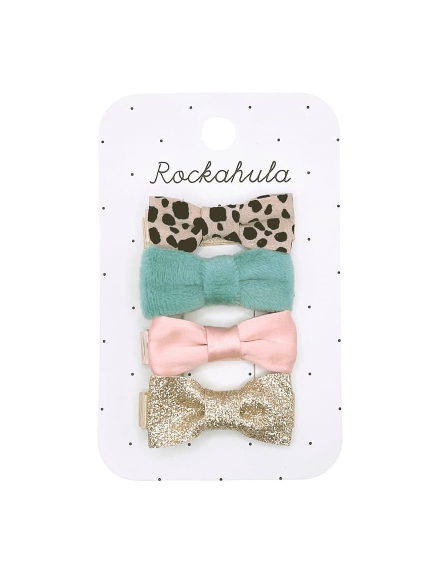 Rockahula Kids - 4 spinki do włosów Leopard Love Mini Bow